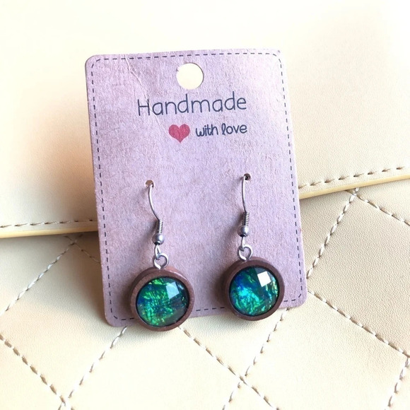 Handmade Wooden Earrings - Picture 1 of 4